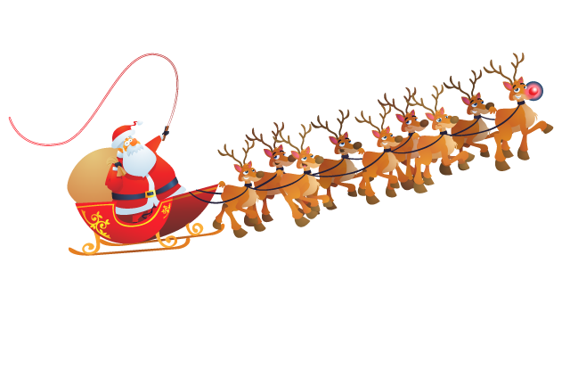 Santa with sleigh and reindeer